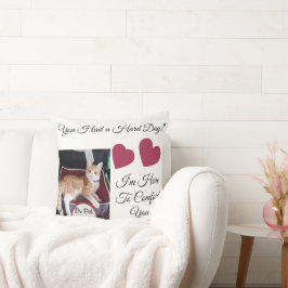 Cojín Decorativo Foto de gato, citas delante y detrás, pata, corazó