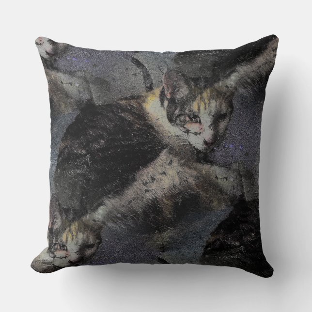 Cojín Decorativo Foto de gato con efecto a través (Anverso)