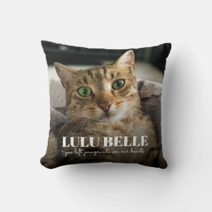 Cojín Decorativo Foto de gato conmemorativa Huellas de patas en nue