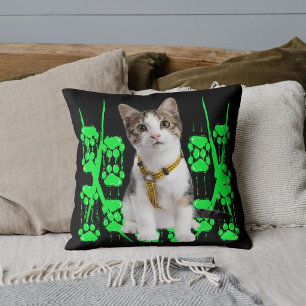 Cojín Decorativo Foto de gato mascota animal personalizada con patr