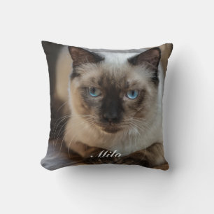 Cojín Decorativo Foto de gato Ragdoll personalizada con nombre