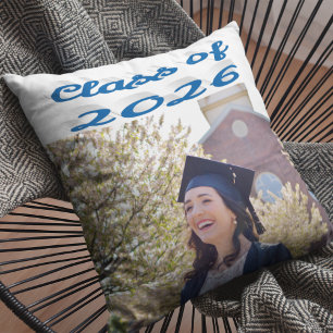Cojín Decorativo Foto de graduación de la clase de 2026 con guión a