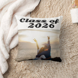 Cojín Decorativo Foto de graduación de la promoción de 2026 en text
