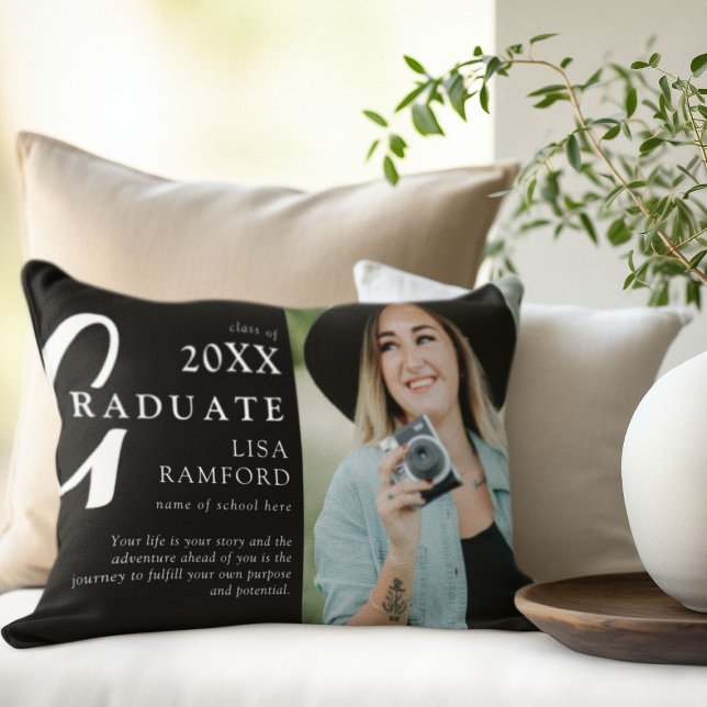 Cojín Decorativo Foto de graduado mínimo y regalo de cita Keepsake (Subido por el creador)
