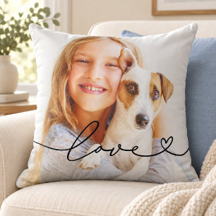 Cojín Decorativo Foto de guión de corazón de amor texto negro