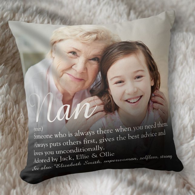 Cojín Decorativo Foto de guión de definición de abuela (Grandma, Grandmother Definition Script Photo Throw Pillow)