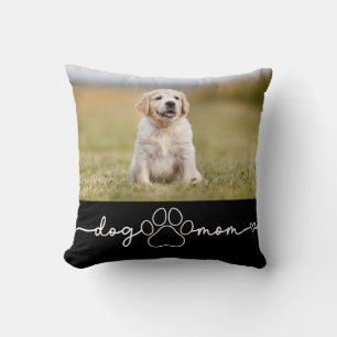 Cojín Decorativo Foto de guión de pata de cachorro de mamá de perro