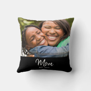 Cojín Decorativo Foto de guión moderno negro establecido por mamá