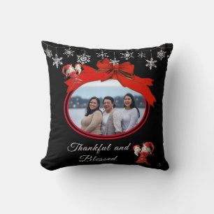 Cojín Decorativo Foto de la familia de color de agua de elfo blanco