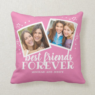 Cojín Decorativo Foto de los mejores amigos del corazón blanco rosa