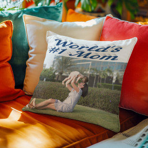 Cojín Decorativo Foto de mamá azul marino