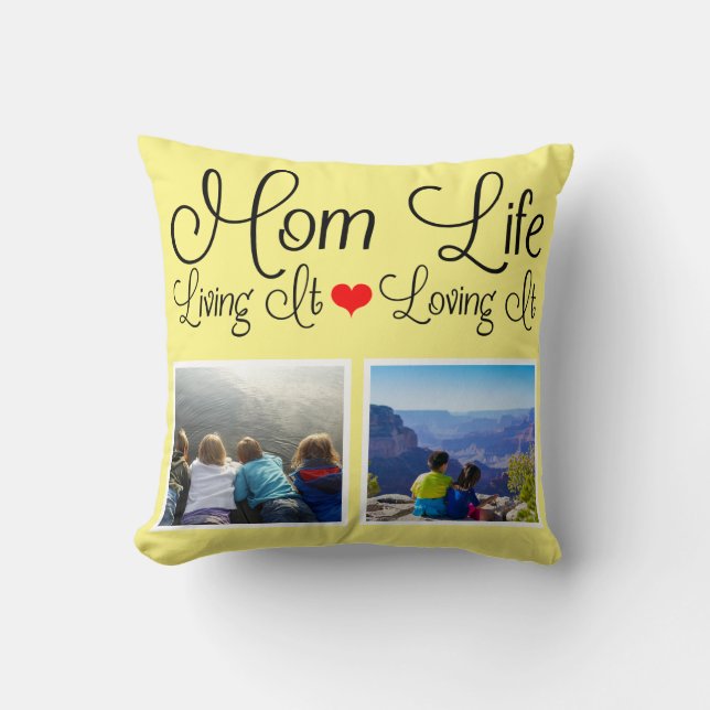Cojín Decorativo Foto de Mamá Vida Amarilla (Anverso)