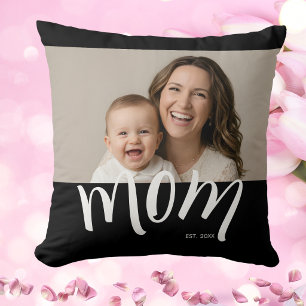 Cojín Decorativo Foto de Mamá y Bebé con Año de Creación Personaliz