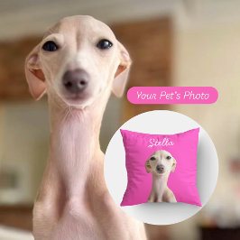 Cojín Decorativo Foto de mascota moderna + nombre | Regalo para pap