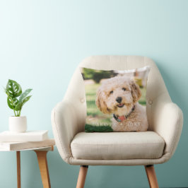 Cojín Decorativo Foto de mascota personalizada con cuadros escocese