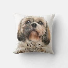 Cojín Decorativo Foto de mascota personalizada con nombre