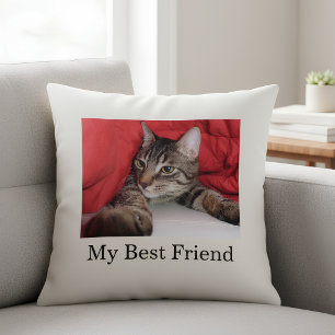 Cojín Decorativo Foto de mascota personalizada con texto divertido