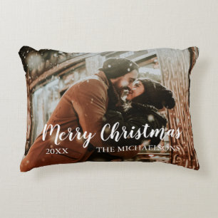 Cojín Decorativo Foto de Merry Christmas Script