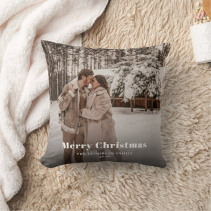 Cojín Decorativo Foto de Navidad Alegre Oscura y Tenebrosa