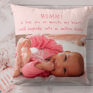 Cojín Decorativo Foto de niña y adorable mensaje para mamá