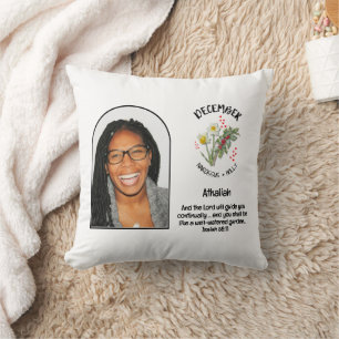 Cojín Decorativo FOTO DE NOMBRE DE LA Flor Mes de Nacimiento