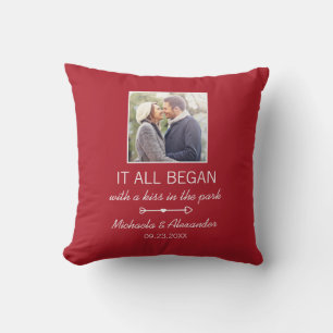 Cojín Decorativo Foto de pareja personalizada nombres de recién cas