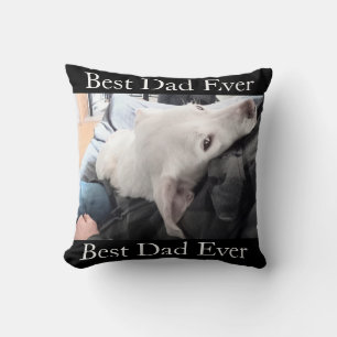 Cojín Decorativo Foto de Perro Adorable Mejor Papá del Mundo Negro