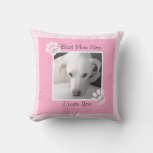 Cojín Decorativo Foto de perro blanco único y lindo con monograma y