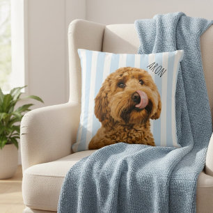 Cojín Decorativo Foto de perro personalizada con nombre de mascota