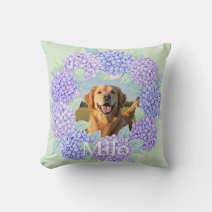 Cojín Decorativo Foto de perro personalizada Corona de Hortensias M