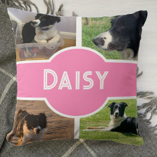 Cojín Decorativo Foto de perro personalizada rosa