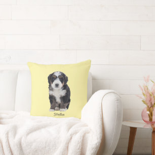 Cojín Decorativo Foto de perro personalizado - Amarillo Pastel con 