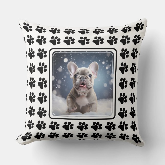 Cojín Decorativo Foto de personalizable Paw-trait Perfection (Anverso)