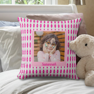 Cojín Decorativo Foto de Personalizado gris rosado