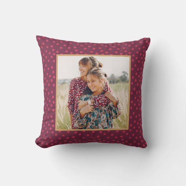 Cojín Decorativo Foto de puntos rosados modernos (Anverso)