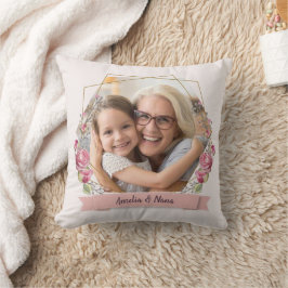 Cojín Decorativo Foto de regalo de abuela Día de la Madre Rosa