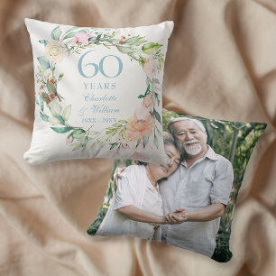 Cojín Decorativo Foto de rosas en acuarela por aniversario de bodas