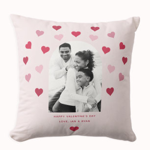 Cojín Decorativo Foto de San Valentín con patrones de dulce rosa y 