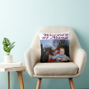 Cojín Decorativo Foto de texto púrpura de Nana