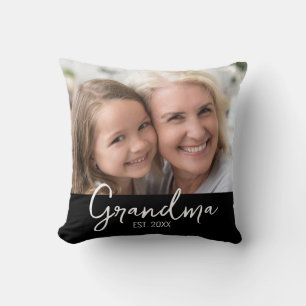 Cojín Decorativo Foto del año de establecimiento de la abuela perso