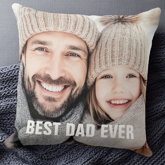 Cojín Decorativo Foto del día del mejor padre (Best dad ever father's day photo throw pillow)