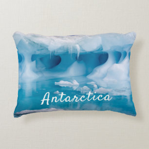 Cojín Decorativo Foto del iceberg de la Antártida con texto