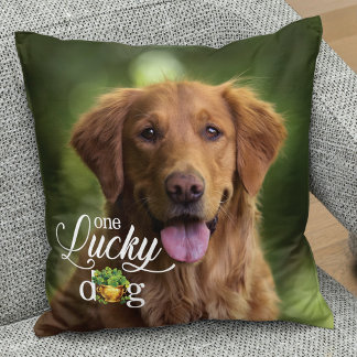 Cojín Decorativo Foto del Personalizado de perros afortunados del D