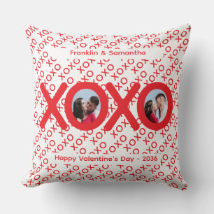 Cojín decorativo foto día de San Valentín rojo XOX