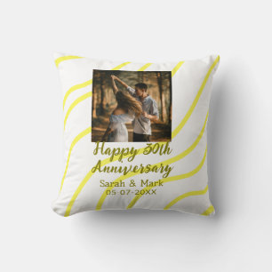 Cojín Decorativo Foto dorada amarilla aniversario de bodas 30 nombr
