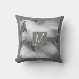 Cojín Decorativo Foto en blanco y negro de hojas de uva gris inicia