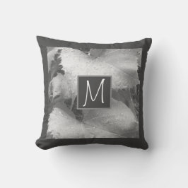 Cojín Decorativo Foto en blanco y negro de hojas de uva gris inicia