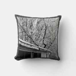 Cojín Decorativo Foto en blanco y negro de la escena invernal de ni