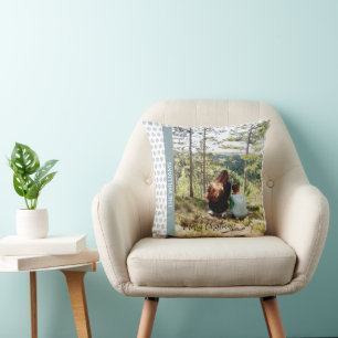 Cojín Decorativo Foto enmarcada de Navidad copos de nieve blancos y