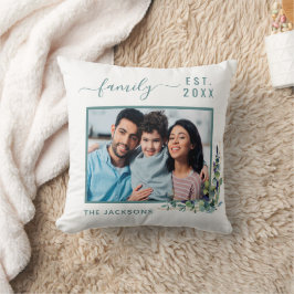 Cojín Decorativo Foto familiar eucalipto nombre blanco verde